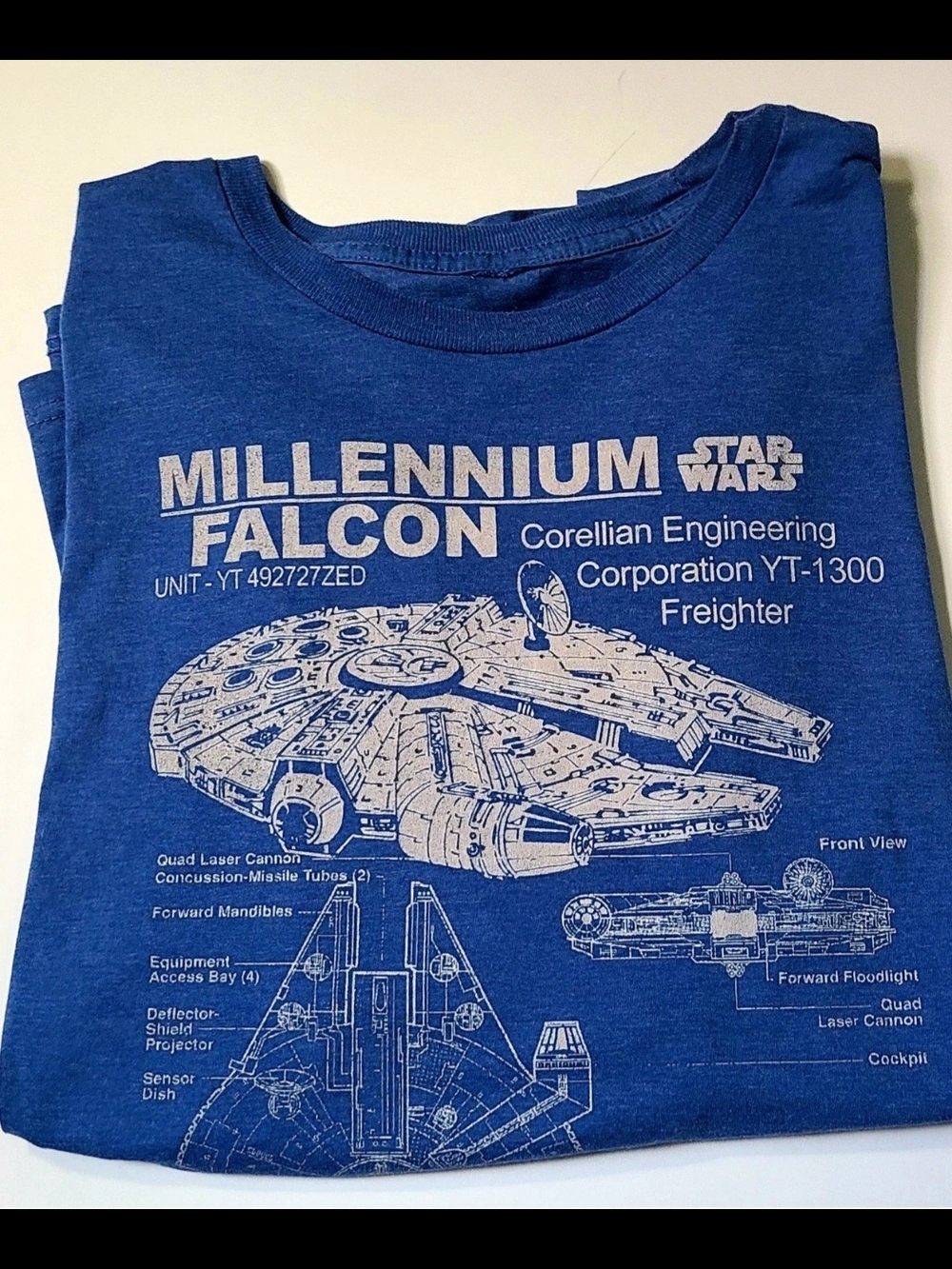 Star Wars Blue Millennium Falcon Schematic Tee